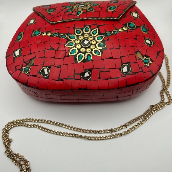 Ramla Moroccan Red Mosaic Tile Handmade Evening Bag - Picture 2 of 7